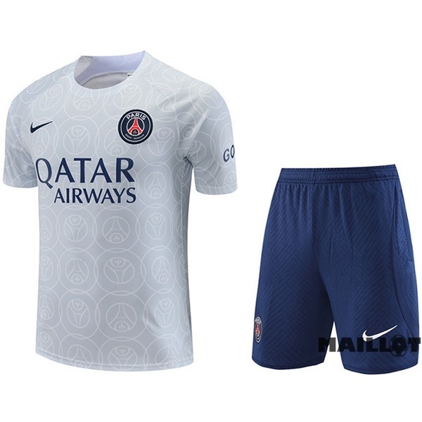 Foot Maillot Pas Cher Entrainement Ensemble Complet Paris Saint Germain 2022 2023 Gris Bleu