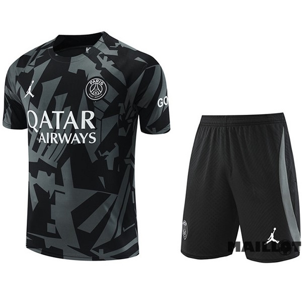 Foot Maillot Pas Cher Entrainement Ensemble Complet Paris Saint Germain 2022 2023 Gris II Noir