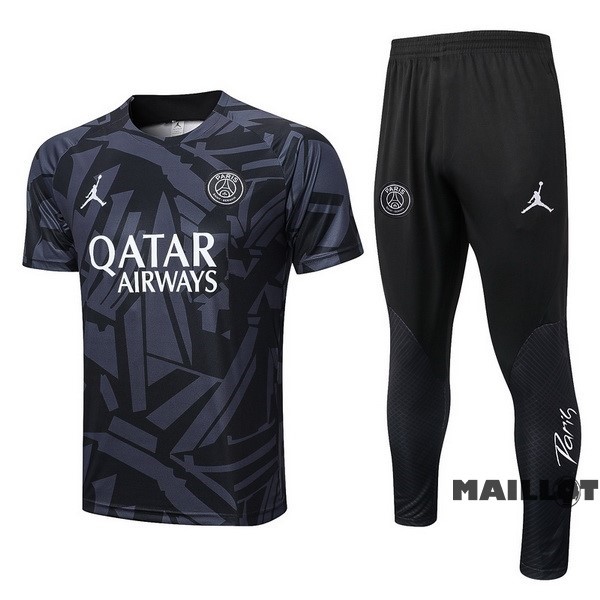 Foot Maillot Pas Cher Entrainement Ensemble Complet Paris Saint Germain 2022 2023 Gris Noir