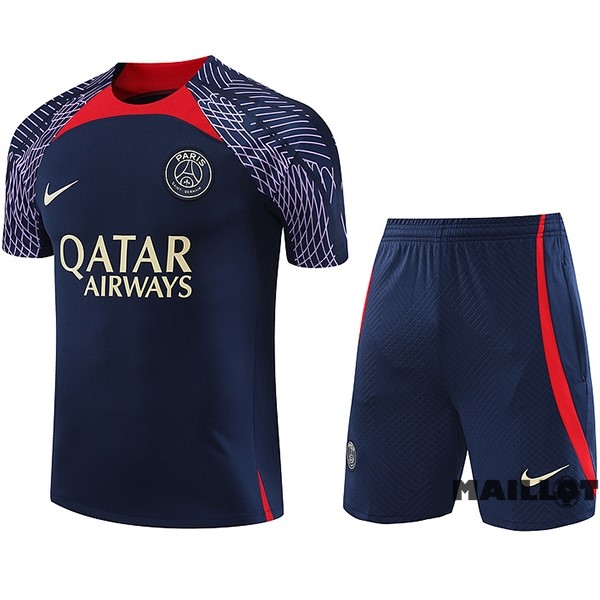 Foot Maillot Pas Cher Entrainement Ensemble Complet Paris Saint Germain 2023 2024 Bleu Marine Purpura