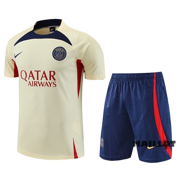 Foot Maillot Pas Cher Entrainement Ensemble Complet Paris Saint Germain 2023 2024 Jaune Bleu