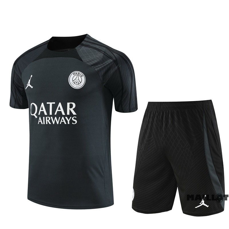 Foot Maillot Pas Cher Entrainement Ensemble Complet Paris Saint Germain 2023 2024 Noir Gris