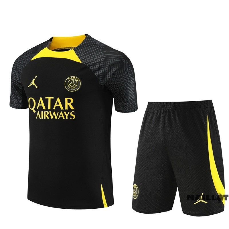 Foot Maillot Pas Cher Entrainement Ensemble Complet Paris Saint Germain 2023 2024 Noir I Jaune