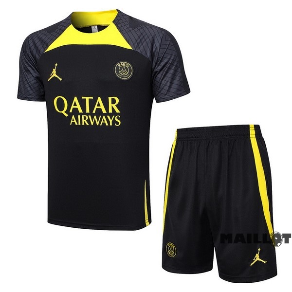 Foot Maillot Pas Cher Entrainement Ensemble Complet Paris Saint Germain 2023 2024 Noir Jaune