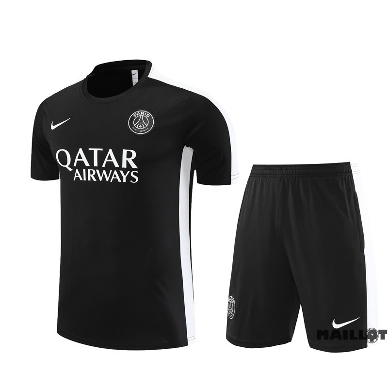 Foot Maillot Pas Cher Entrainement Ensemble Complet Paris Saint Germain Enfant 2023 2024 Noir Blanc