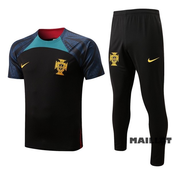 Foot Maillot Pas Cher Entrainement Ensemble Complet Portugal 2022 Noir Vert