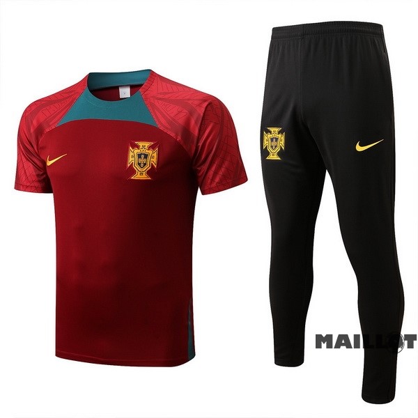 Foot Maillot Pas Cher Entrainement Ensemble Complet Portugal 2022 Rouge Vert Noir