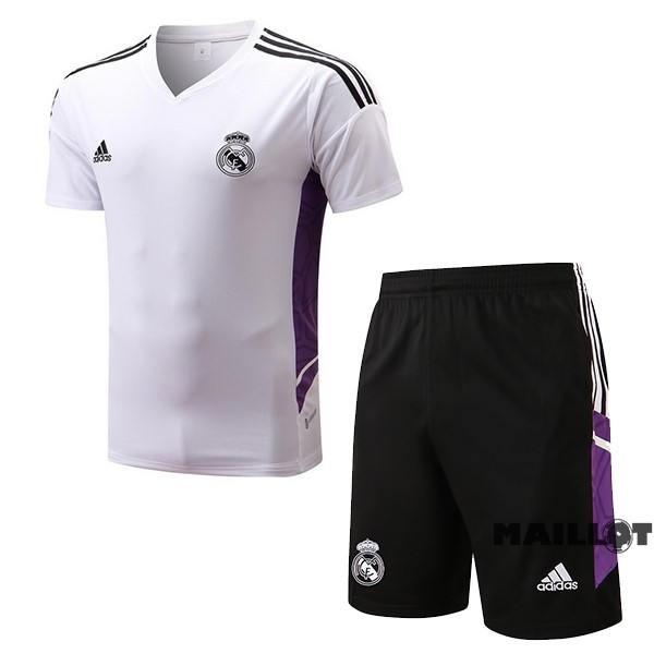 Foot Maillot Pas Cher Entrainement Ensemble Complet Real Madrid 2022 2023 Blanc Purpura II Noir