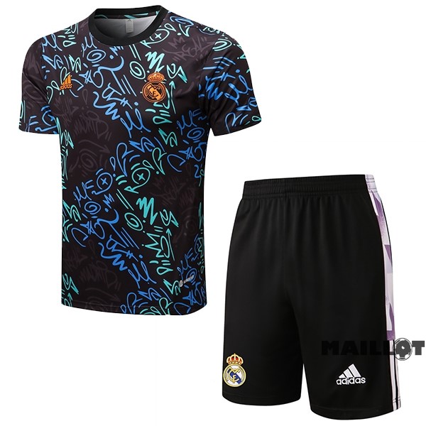 Foot Maillot Pas Cher Entrainement Ensemble Complet Real Madrid 2022 2023 Noir II Vert