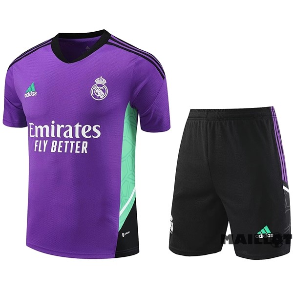 Foot Maillot Pas Cher Entrainement Ensemble Complet Real Madrid 2022 2023 Purpura Vert Noir