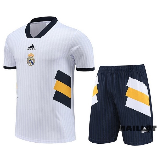 Foot Maillot Pas Cher Entrainement Ensemble Complet Real Madrid 2023 2024 Blanc Bleu Marine