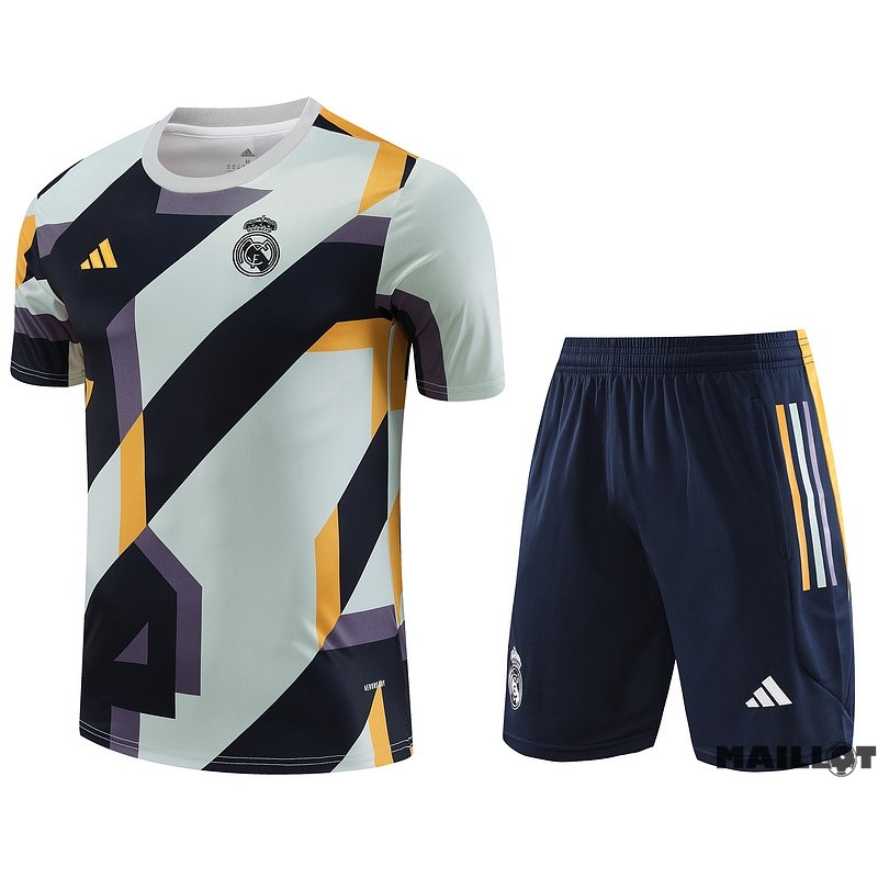 Foot Maillot Pas Cher Entrainement Ensemble Complet Real Madrid 2023 2024 Gris Purpura Bleu