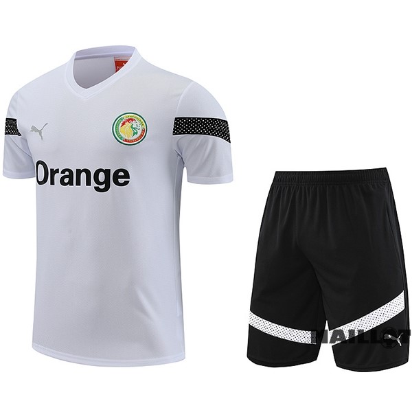 Foot Maillot Pas Cher Entrainement Ensemble Complet Sénégal 2023 Blanc Noir