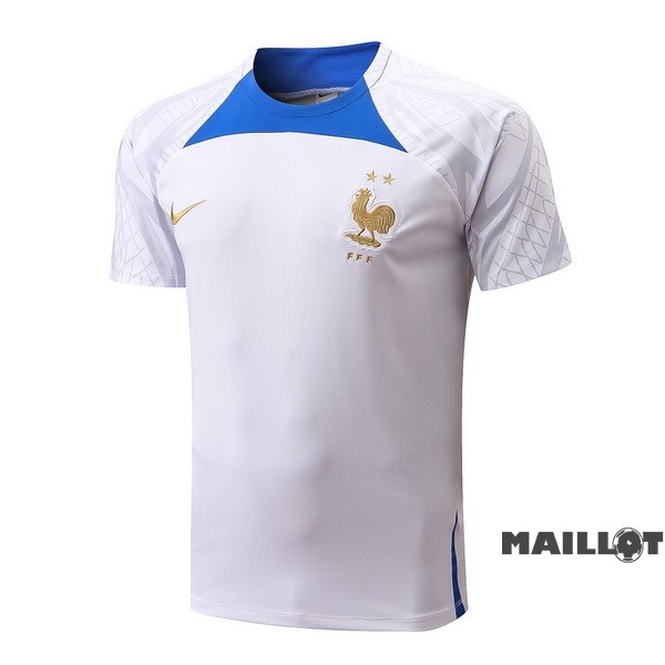 Foot Maillot Pas Cher Entrainement France 2022 Blanc Bleu