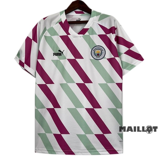 Foot Maillot Pas Cher Entrainement Manchester City 2023 2024 Blanc Vert