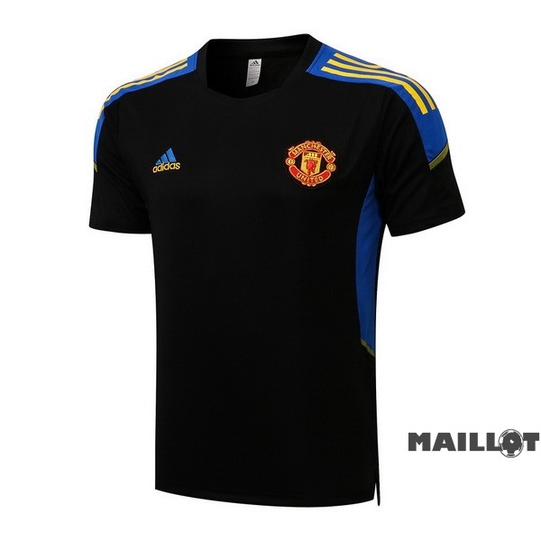 Foot Maillot Pas Cher Entrainement Manchester United 2022 2023 Noir Bleu Jaune