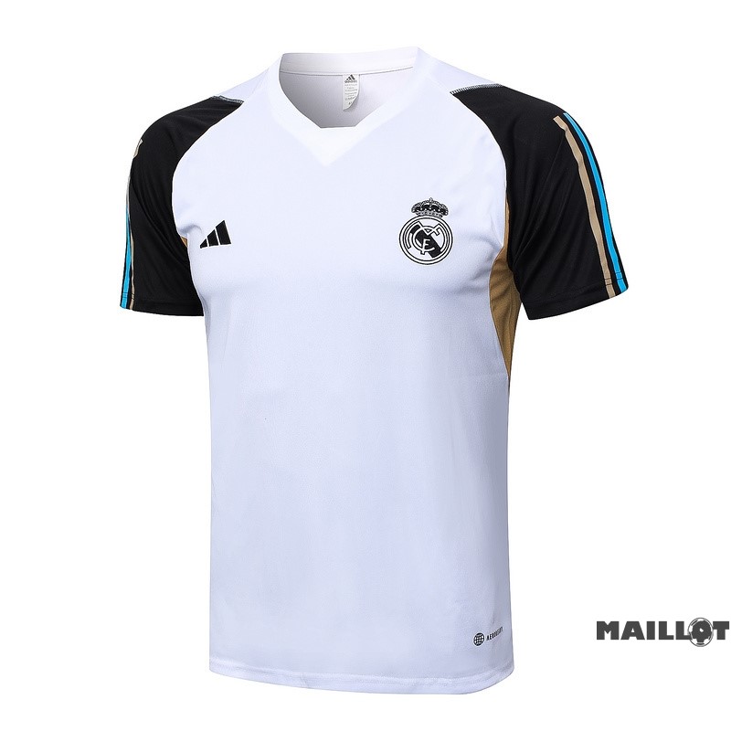 Foot Maillot Pas Cher Entrainement Real Madrid 2023 2024 Blanc Jaune Noir