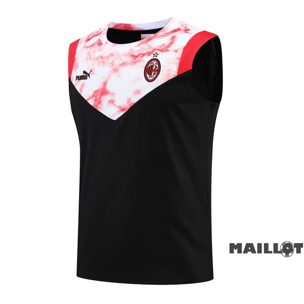 Foot Maillot Pas Cher Entrainement Sans Manches AC Milan 2022 2023 Noir Rouge