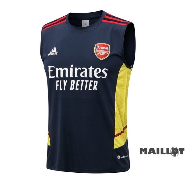 Foot Maillot Pas Cher Entrainement Sans Manches Arsenal 2022 2023 Bleu Marine Jaune