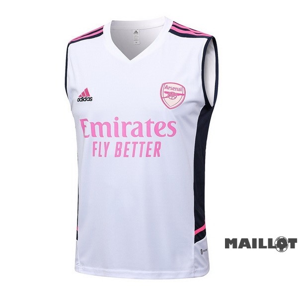 Foot Maillot Pas Cher Entrainement Sans Manches Arsenal 2023 2024 Blanc Rose