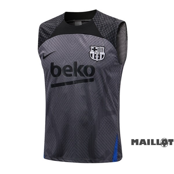 Foot Maillot Pas Cher Entrainement Sans Manches Barcelona 2022 2023 Gris Noir