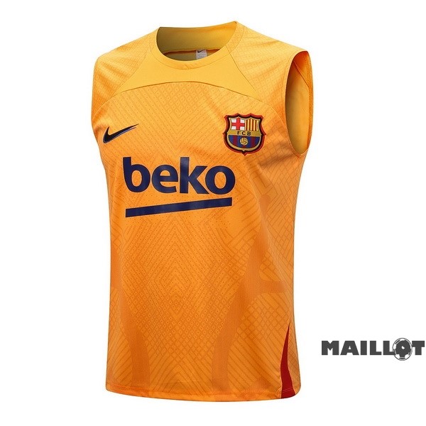 Foot Maillot Pas Cher Entrainement Sans Manches Barcelona 2022 2023 Orange