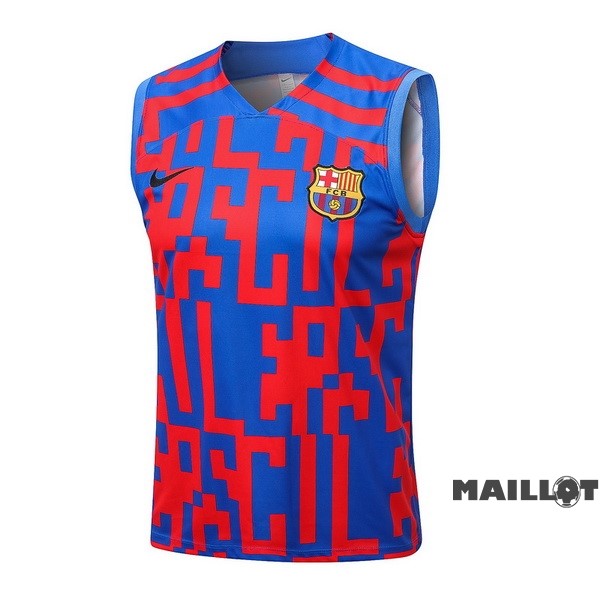 Foot Maillot Pas Cher Entrainement Sans Manches Barcelona 2022 2023 Rouge Bleu