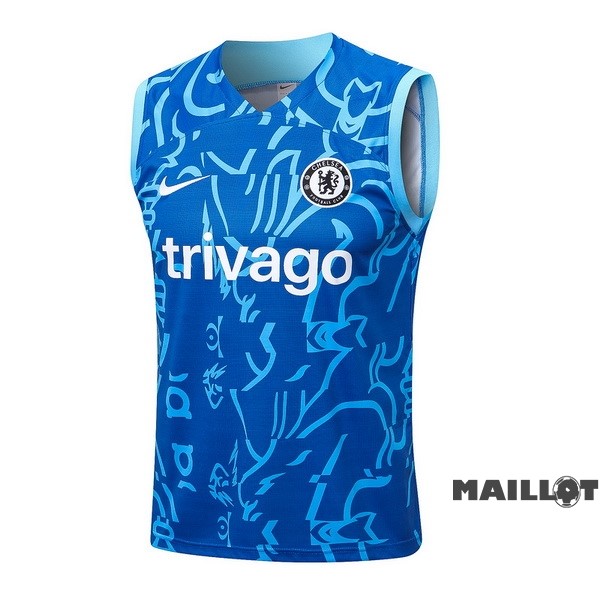 Foot Maillot Pas Cher Entrainement Sans Manches Chelsea 2022 2023 Bleu