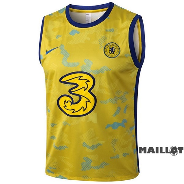 Foot Maillot Pas Cher Entrainement Sans Manches Chelsea 2022 2023 Jaune