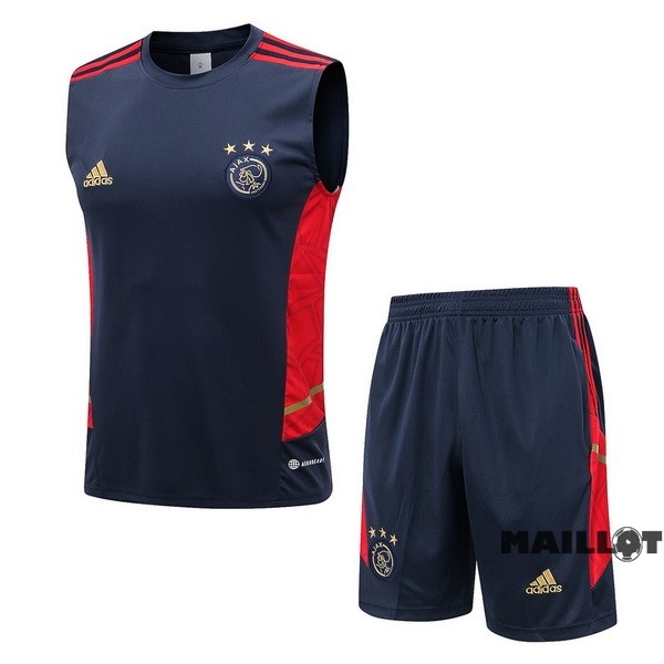 Foot Maillot Pas Cher Entrainement Sans Manches Ensemble Complet Ajax 2022 2023 Bleu Rouge