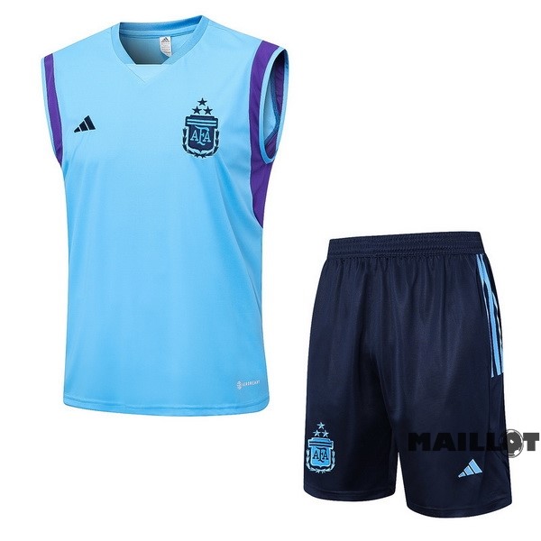 Foot Maillot Pas Cher Entrainement Sans Manches Ensemble Complet Argentine 2023 Bleu Clair