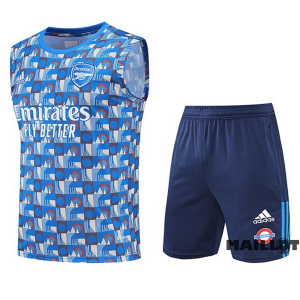 Foot Maillot Pas Cher Entrainement Sans Manches Ensemble Complet Arsenal 2022 2023 Bleu