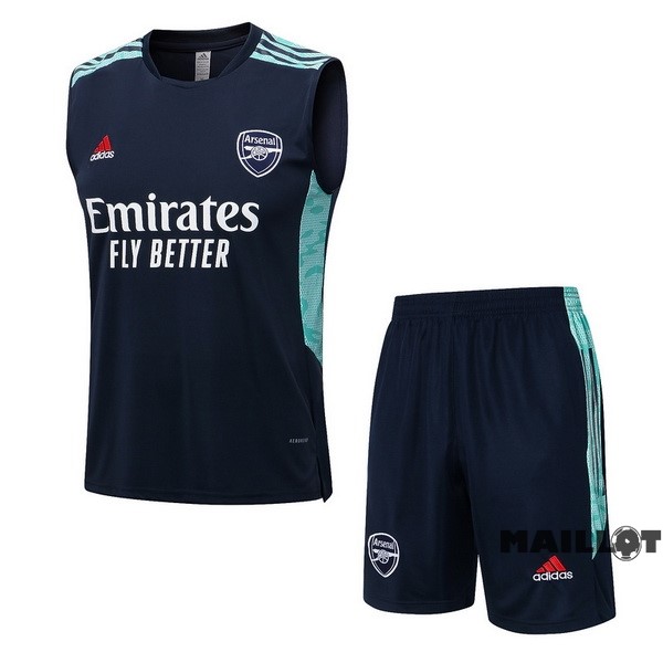 Foot Maillot Pas Cher Entrainement Sans Manches Ensemble Complet Arsenal 2022 2023 Bleu Vert