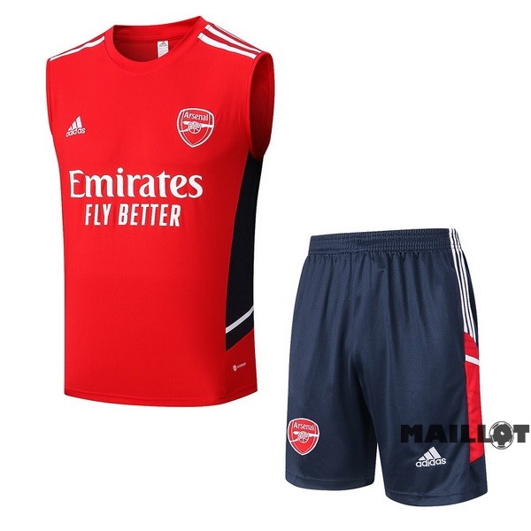 Foot Maillot Pas Cher Entrainement Sans Manches Ensemble Complet Arsenal 2022 2023 Rouge Bleu