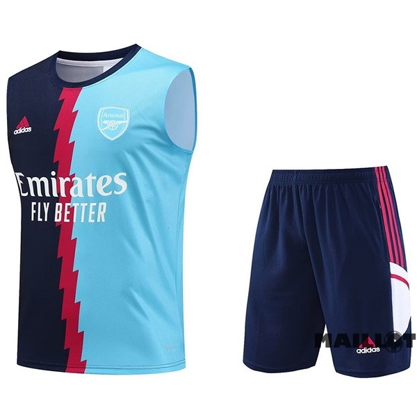 Foot Maillot Pas Cher Entrainement Sans Manches Ensemble Complet Arsenal 2023 2024 Bleu