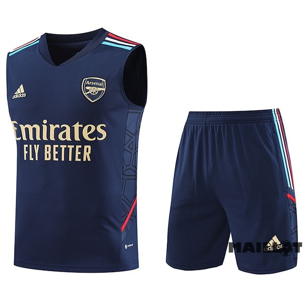 Foot Maillot Pas Cher Entrainement Sans Manches Ensemble Complet Arsenal 2023 2024 Bleu II Marine