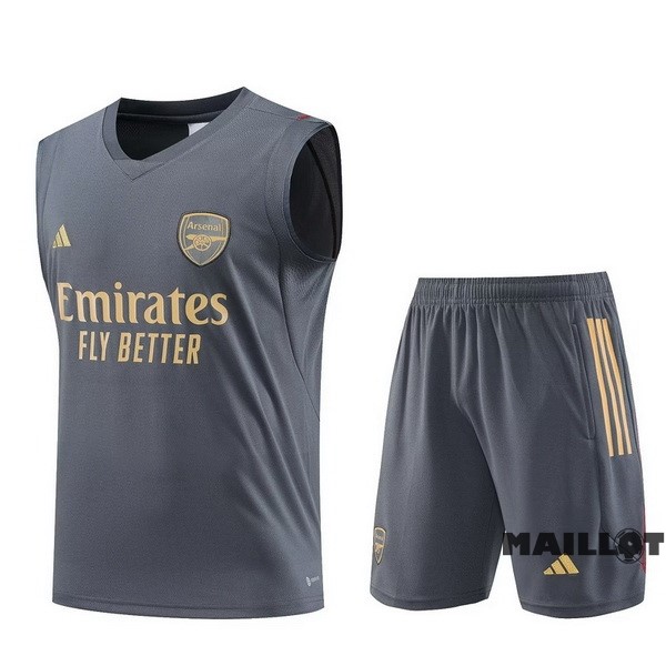 Foot Maillot Pas Cher Entrainement Sans Manches Ensemble Complet Arsenal 2023 2024 Gris