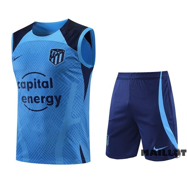 Foot Maillot Pas Cher Entrainement Sans Manches Ensemble Complet Atlético Madrid 2022 2023 I Bleu