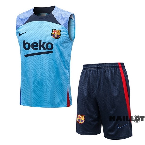 Foot Maillot Pas Cher Entrainement Sans Manches Ensemble Complet Barcelona 2022 2023 Bleu Rouge