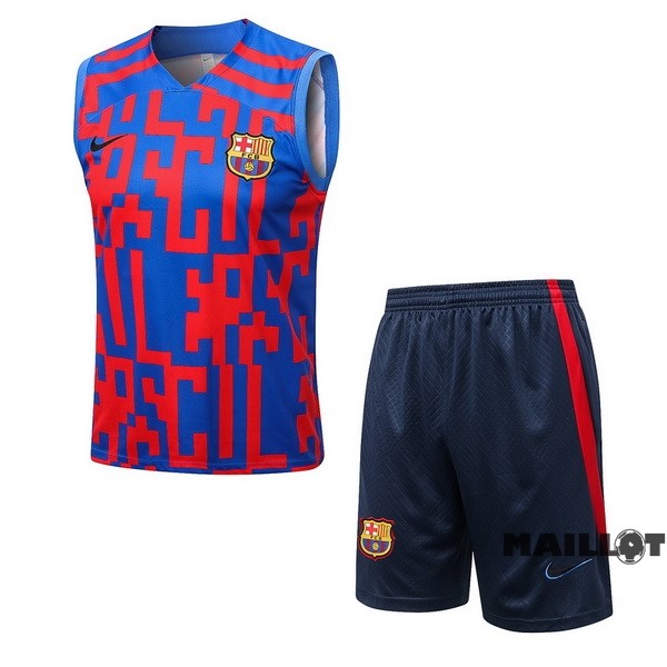 Foot Maillot Pas Cher Entrainement Sans Manches Ensemble Complet Barcelona 2022 2023 Rouge Bleu