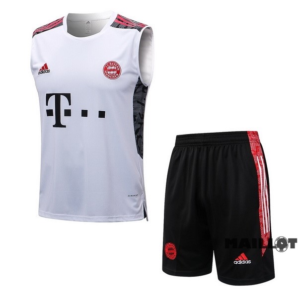 Foot Maillot Pas Cher Entrainement Sans Manches Ensemble Complet Bayern Múnich 2022 2023 Blanc Noir