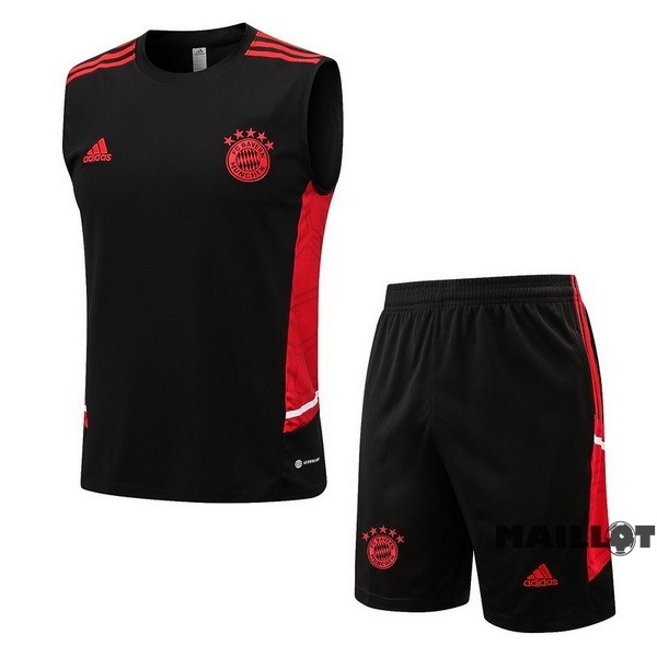 Foot Maillot Pas Cher Entrainement Sans Manches Ensemble Complet Bayern Múnich 2022 2023 Noir II Rouge