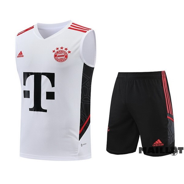 Foot Maillot Pas Cher Entrainement Sans Manches Ensemble Complet Bayern Múnich 2023 2024 Blanc Noir