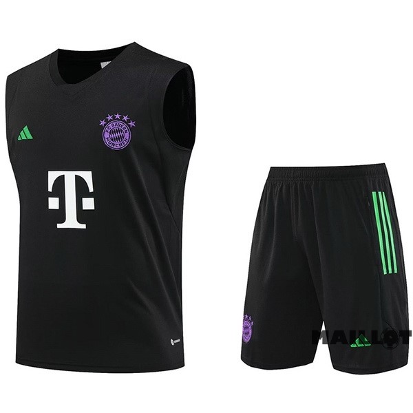 Foot Maillot Pas Cher Entrainement Sans Manches Ensemble Complet Bayern Múnich 2023 2024 Noir