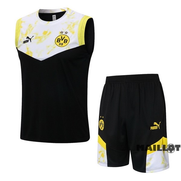 Foot Maillot Pas Cher Entrainement Sans Manches Ensemble Complet Borussia Dortmund 2022 2023 Jaune Noir