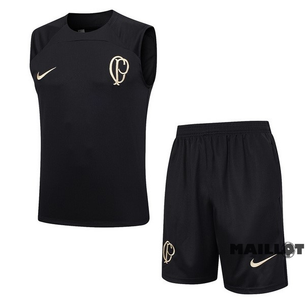 Foot Maillot Pas Cher Entrainement Sans Manches Ensemble Complet Corinthians Paulista 2023 2024 Noir