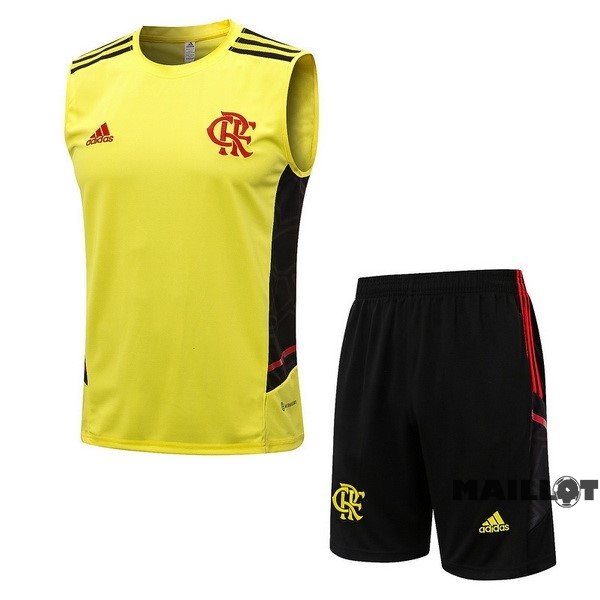 Foot Maillot Pas Cher Entrainement Sans Manches Ensemble Complet Flamengo 2022 2023 Jaune