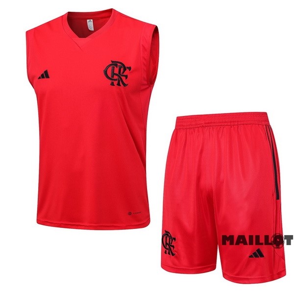 Foot Maillot Pas Cher Entrainement Sans Manches Ensemble Complet Flamengo 2023 2024 Rouge