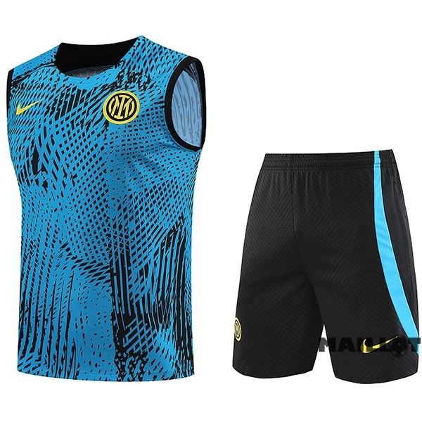 Foot Maillot Pas Cher Entrainement Sans Manches Ensemble Complet Inter Milán 2023 2024 Bleu