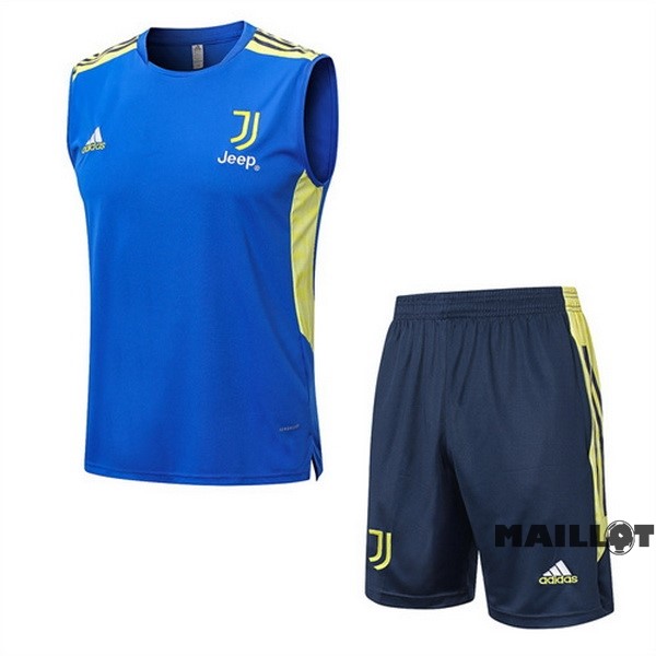 Foot Maillot Pas Cher Entrainement Sans Manches Ensemble Complet Juventus 2022 2023 Bleu Jaune